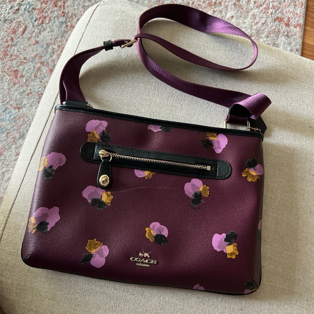 Coach Burgundy Floral Crossbody Bag